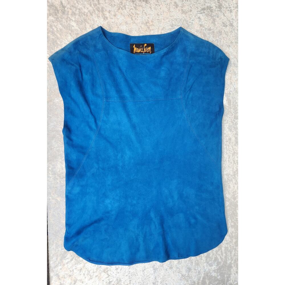 Vintage NWT Maurice Sasson Blue Suade Top -Small
